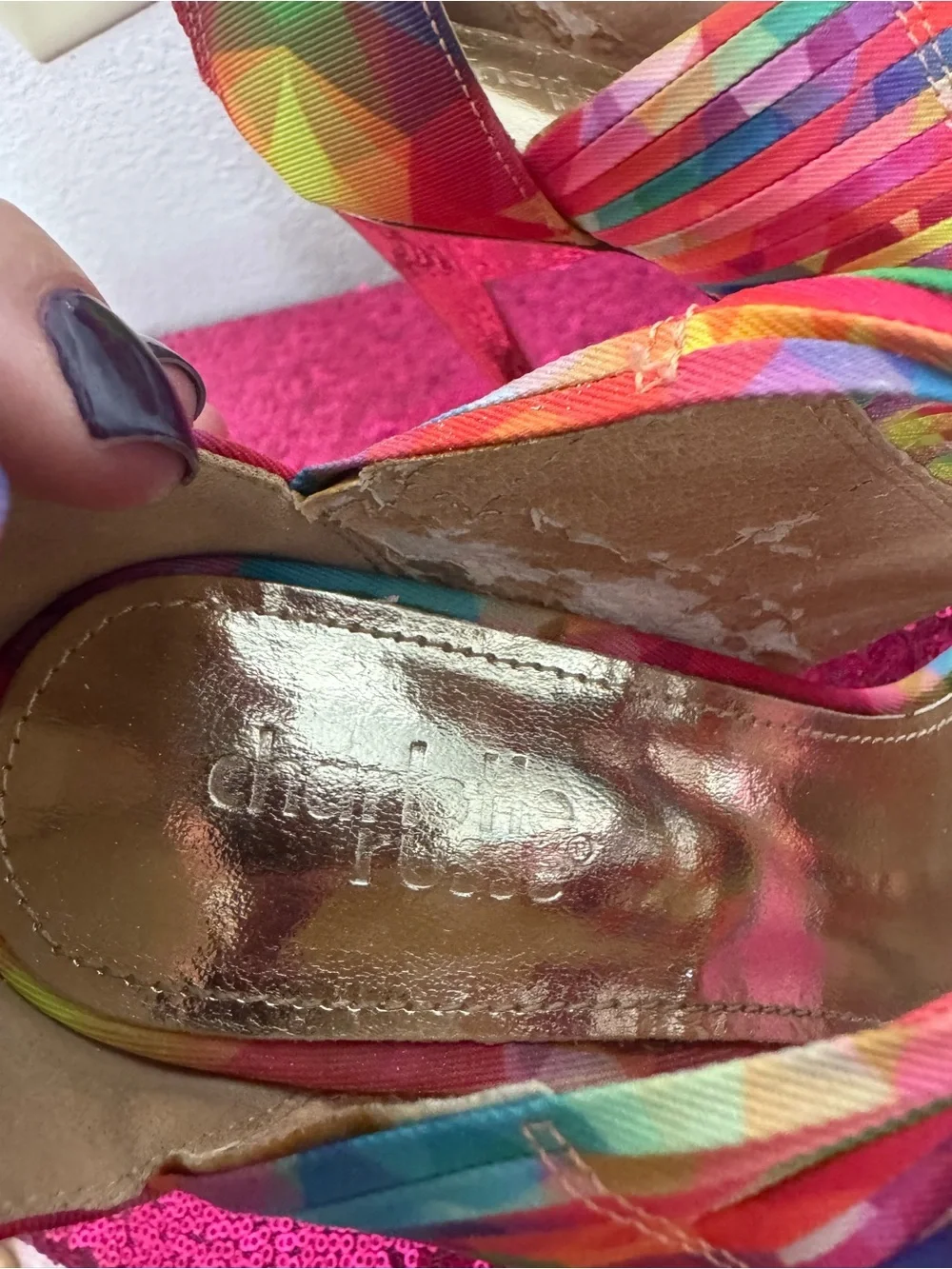 2/for $20 🪩 CHARLOTTE RUSSE Multicolor Strappy Stiletto, Metallic Heel (Size 6)